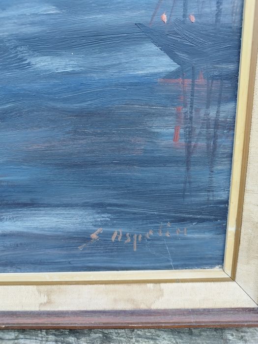 Голяма винтидж авторска картина рисувана с маслени бои