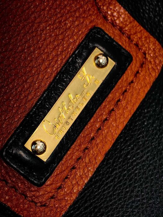 Geanta supradimensionata dama mana piele naturala neagra maro Musette
