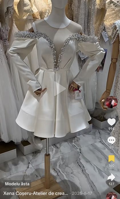 Rochie de  mireasă/cununie civila realizata in atelierul Xenei Coșeru