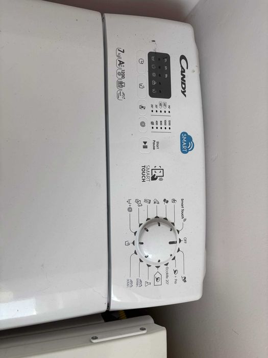 Mașină de spălat verticală Candy Smart 7 kg, 1200 RPM, funcțională, A+++