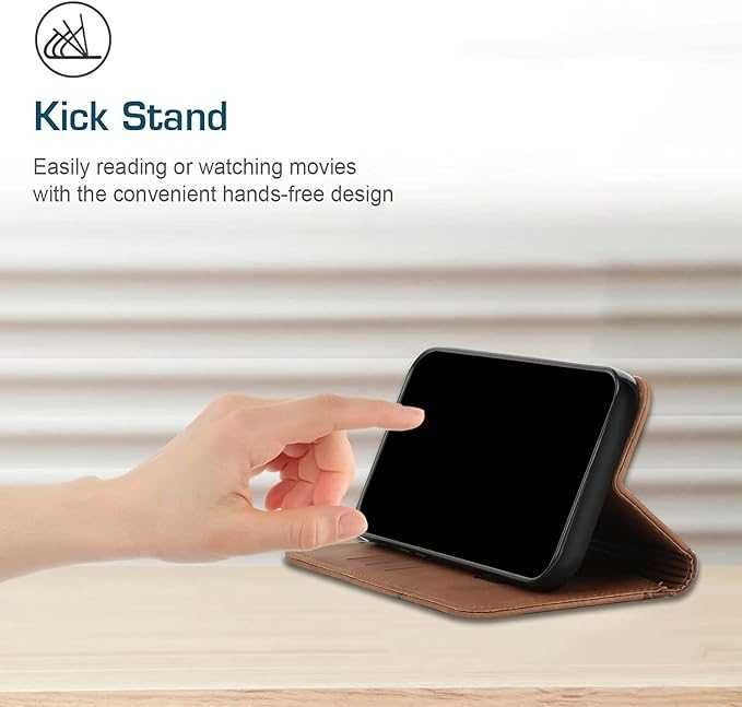 Кожен калъф с капак за iPhone SE4