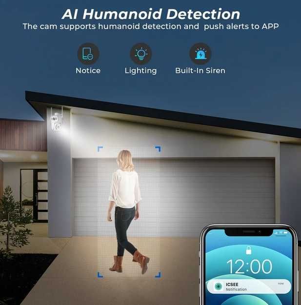 8 Mpx WiFi въртяща камера с двоен обектив, проследяване на движение