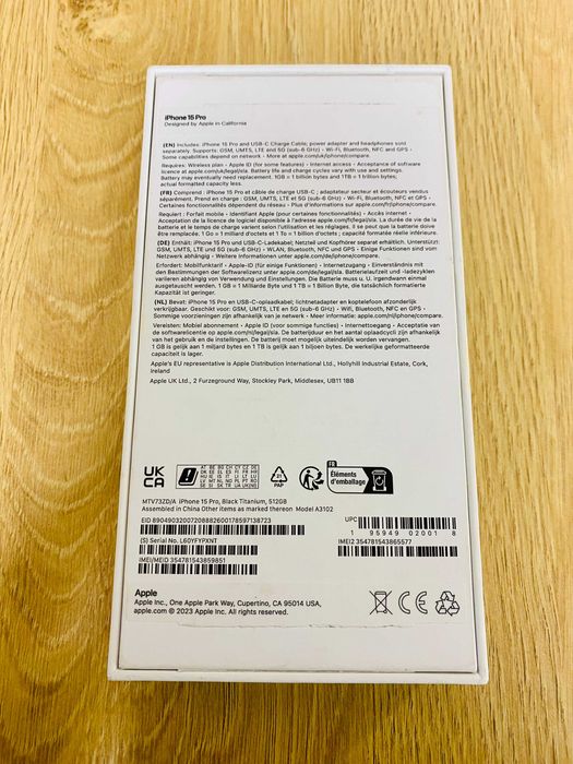 Apple iPhone 15 Pro, 512GB, 5G, Black Titanium