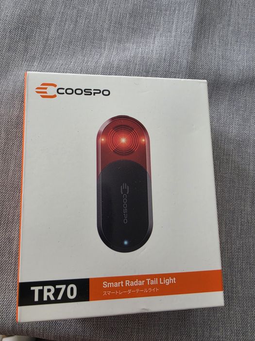 COOSPO TR70 Bike Radar Tail Light, Alerts for Vehicle in 140M, Auto Brake Highlight, 7 Lighting Modes, Support APP/Garmin Cycling Computers