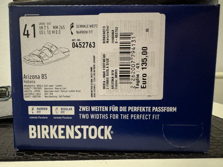 Sandale Birkenstock model Arizona, din piele nabuc maro închis