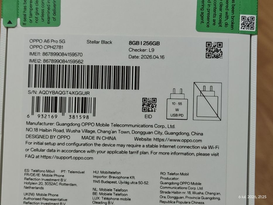 Oppo A 6 pro 5G .