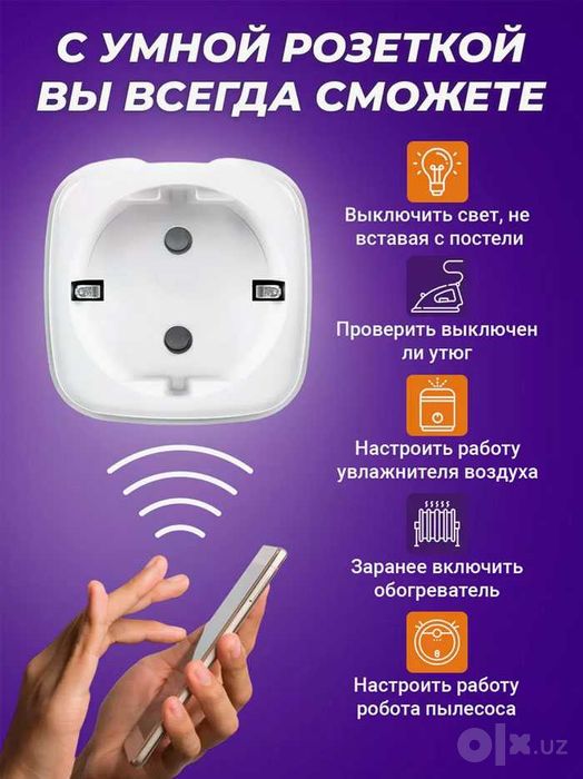 Умная розетка Tuya Smart Wi-Fi 20A
