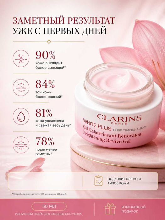 Clarins White Plus Mask увлажнение,Восстанавливающая ночная гель-маска