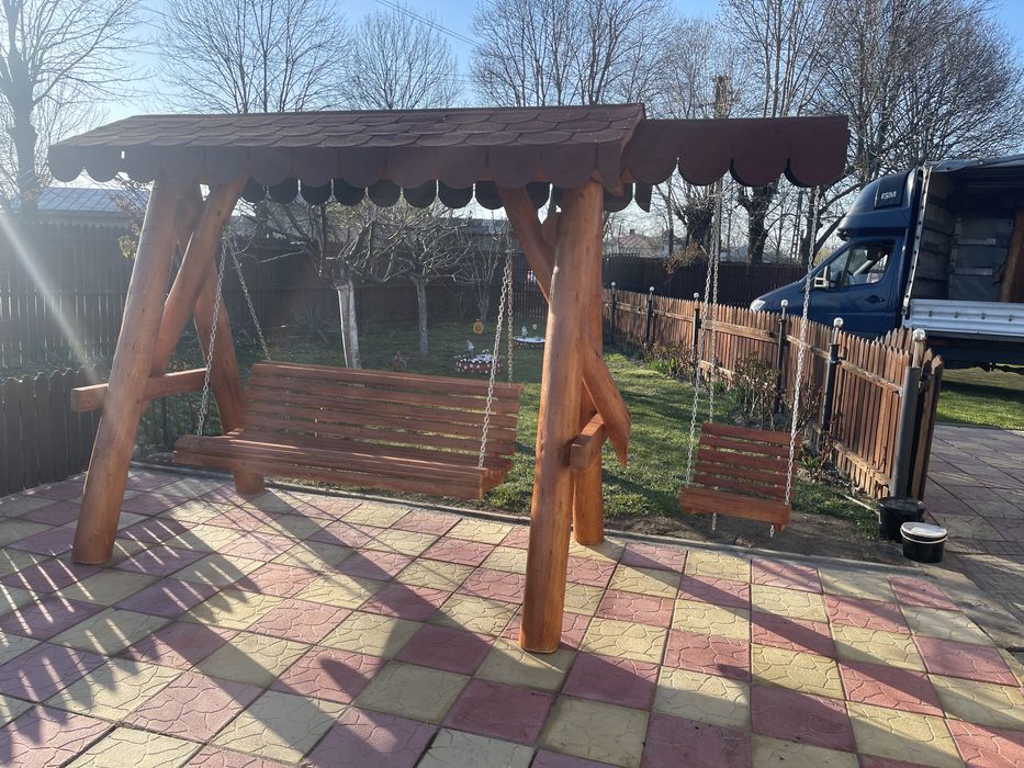 Leagan din lemn masiv pentru copii / balansor rustci