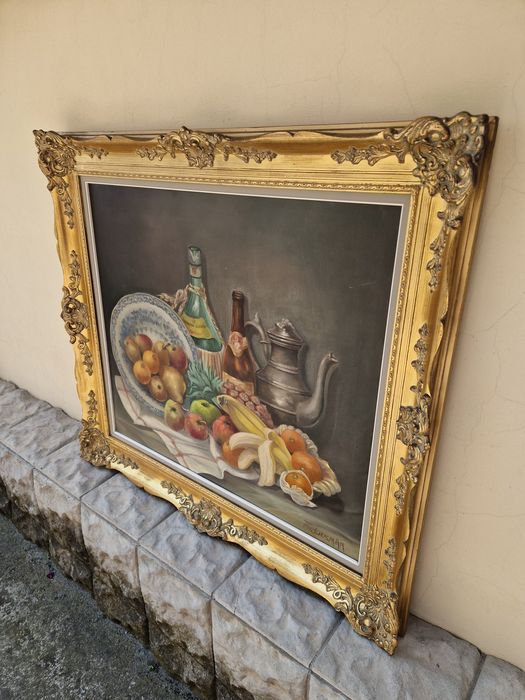 Превъзходна антикварна белгийска авторска картина масло върху платно