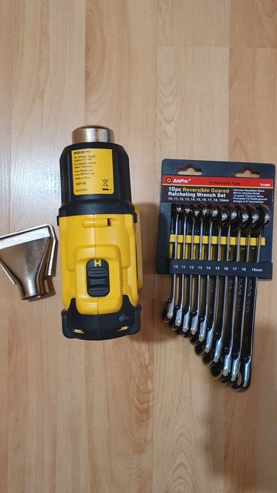 AmPro ,DEWALT, set chei inelare cu clichet și pistol cu aer cald NOI