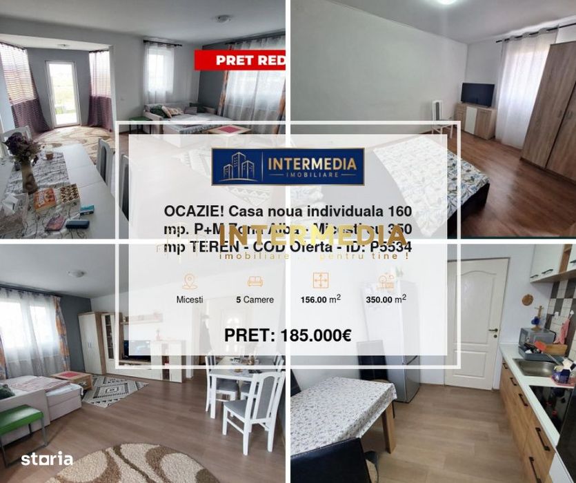OCAZIE! Casa noua individuala 160 mp. P+M Zona Alba - Micesti cu 350 m