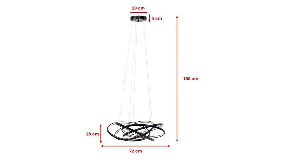 Kare Design Висяща LED лампа Полилей Saturn Black 72cm