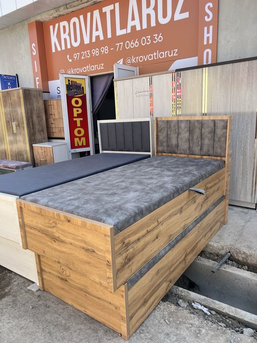 Новая кровать-сундук 93×210 | Беспл. доставка по Ташкенту