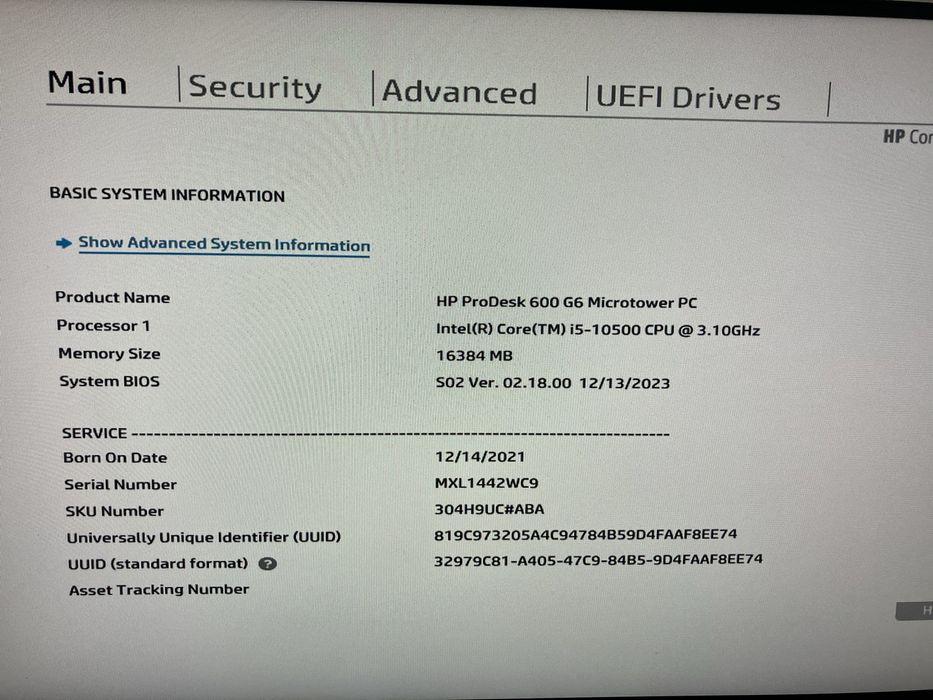 HP ProDesk 600 G6 i5 10500/16GB DDR4/Key/MouseNo Drive