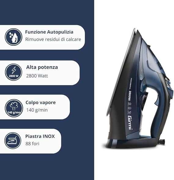 Ютия ST62, 2800W, гладеща плоча от неръждаема стомана, Girmi