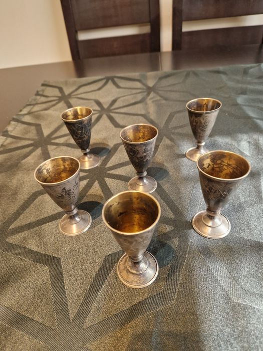 Превъзходен антикварен руски съветски сребърен сервиз 875