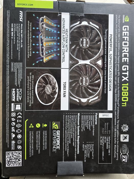 Msi armor Gtx 1080ti 11gb Като Нова!