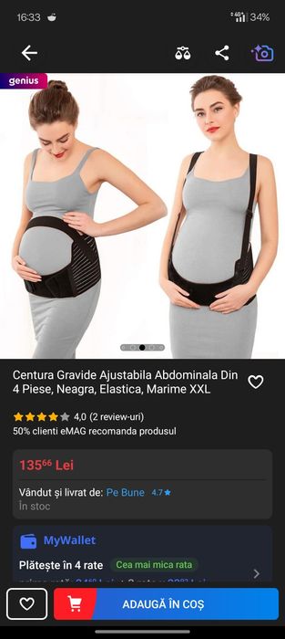 Centura Gravide Ajustabila Abdominala Din 4 Piese XXL