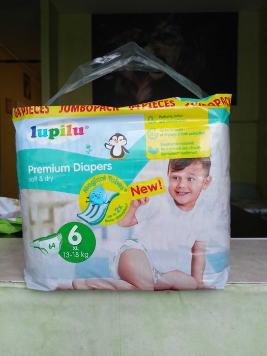 Памперси 6-ца XL 64 в пакета/180 евро/по 9 Евро на пакет.