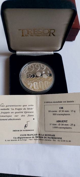 Set rar Franța 2000, monede de aur și argint. Noul mileniu, Europa.