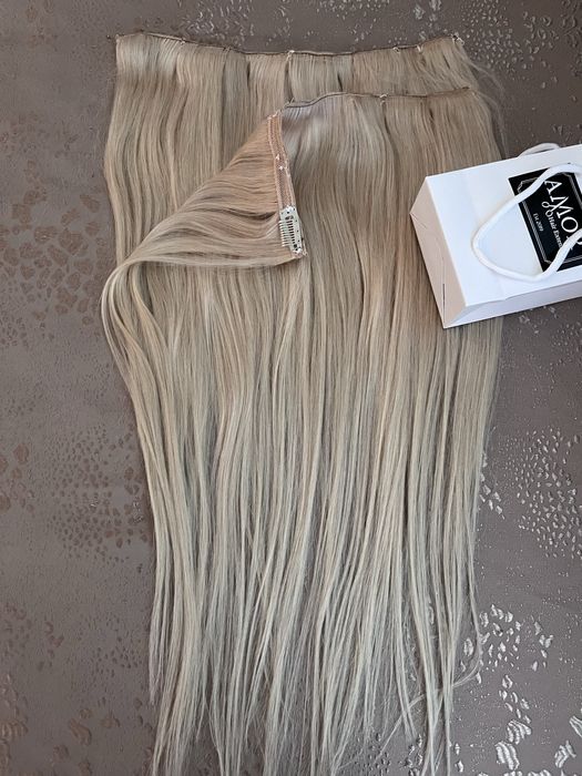 Естествена коса  руса нова 150грама  на два реда