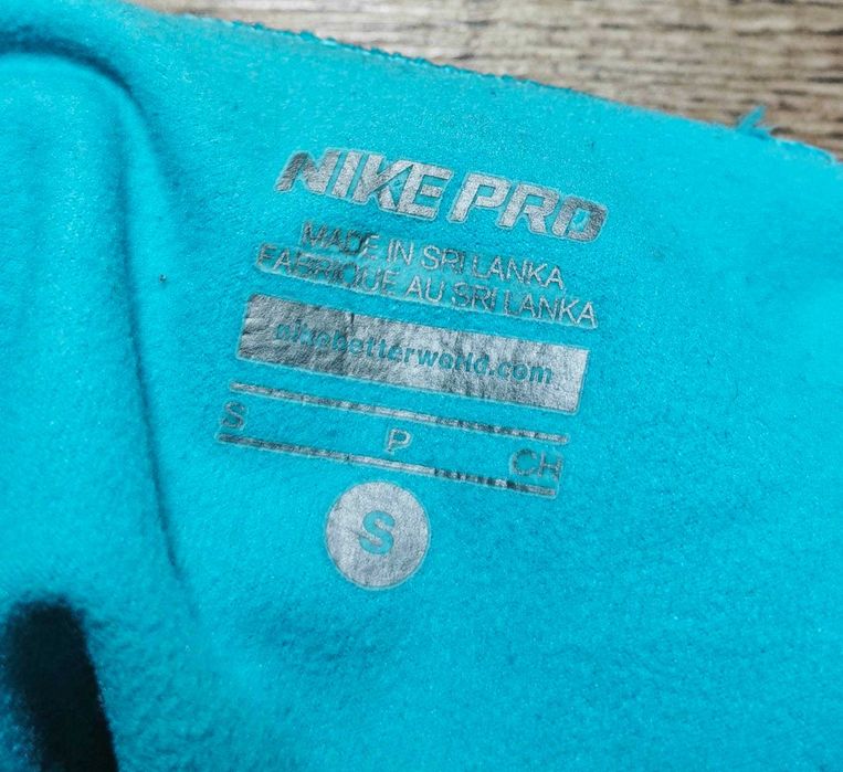 Nike Pro Оригинална дамска синя спортна фланелка с висока яка размер S