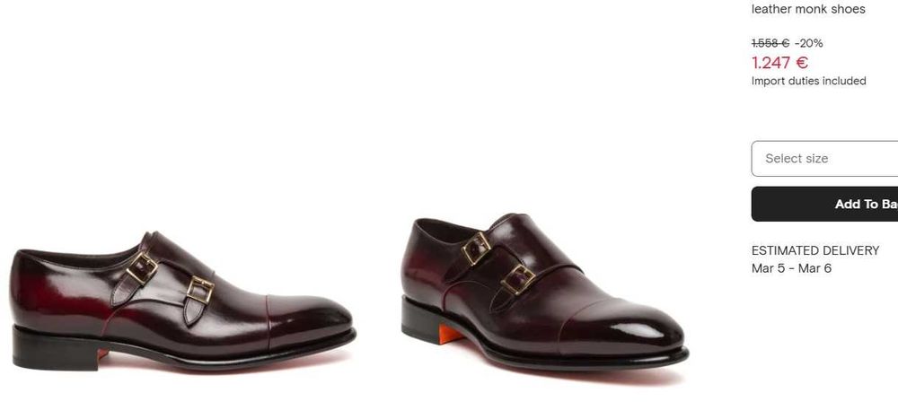 Panfofi de lux 44.5 45  monk GREVE NOI lucrati manual piele lustruit