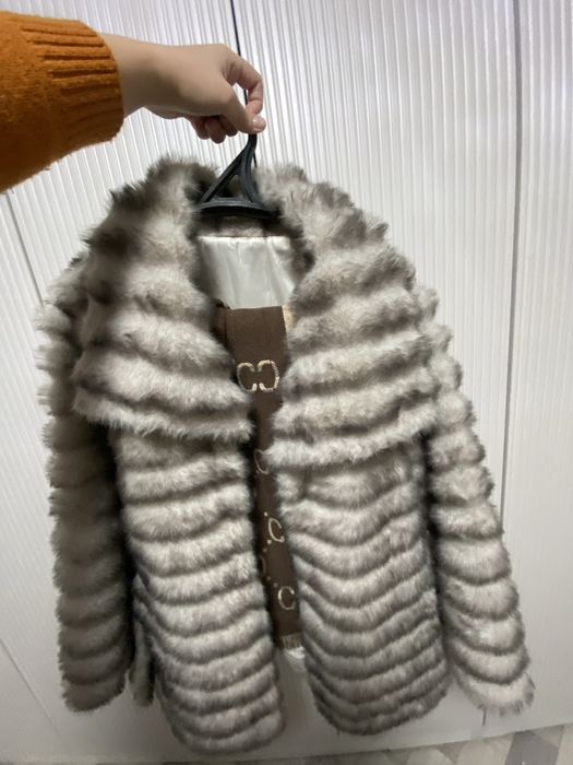 Эко шуба сероватый оттенк