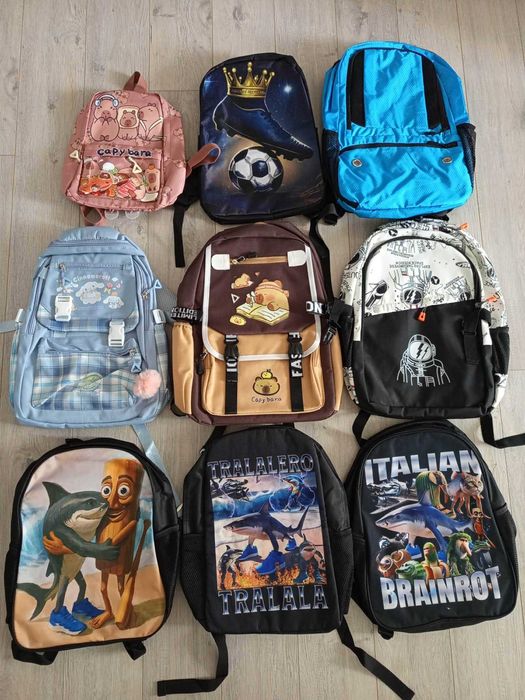 Ghiozdan / rucsac NOU,  Capybara, fotbal, Brainrot, Cinnamoroll, astronaut