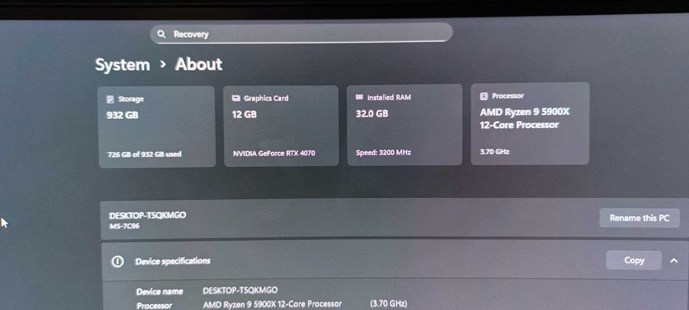 Компютър RTX4070 / R9 5900X / 32GB RAM / 1TB SSD