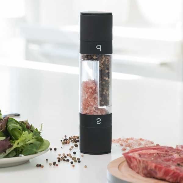 Rasnita dubla pentru sare si piper, 22 cm, negru, Duomil