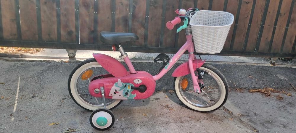 Детски велосипед B’TWIN Unicorn 500, 14”, с аксесоари