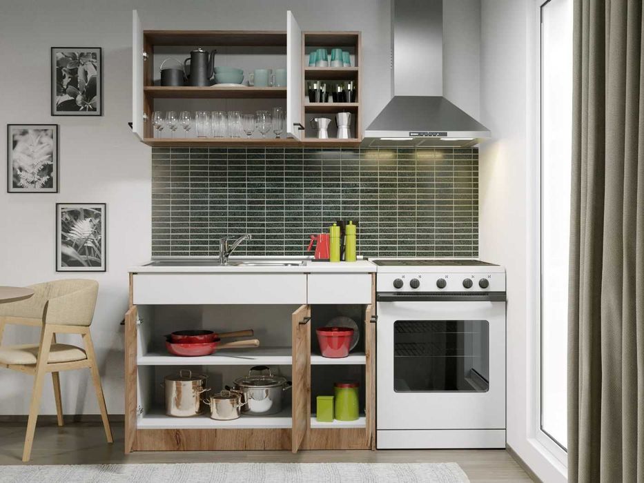 Set Mobila Bucatarie Gastro 110 Alb/Stejar - C17