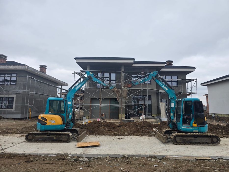 Услуги и аренда экскаватора мини с гидрамолот ковш