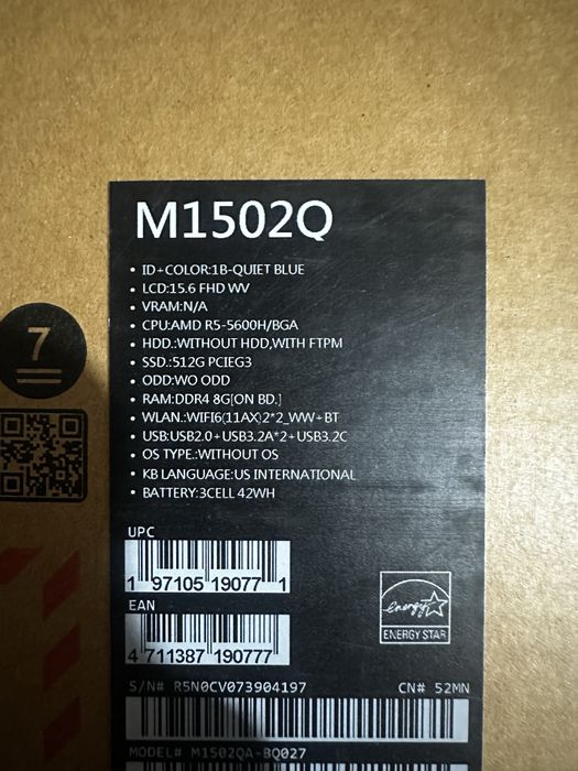 Asus vivobook 15 1502Q 8|512