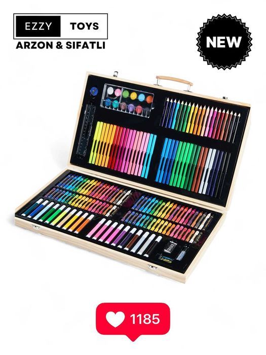 Bolalar ijodi uchun qalam va bo'yoqlar to'plami 220 pcs