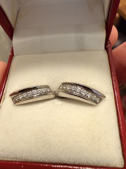 Cercei aur alb 14k cu diamante