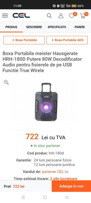 Boxa Portabila Meister Hausgerate