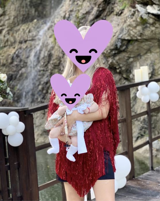 Salopetă MANURÌ, roșie cu franjuri