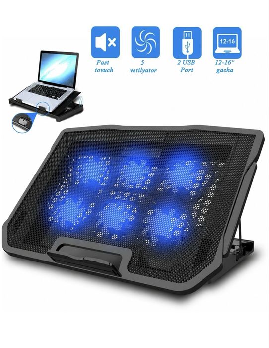 Охлаждающая подставка для ноутбука 12-17" ", LED подсветка,