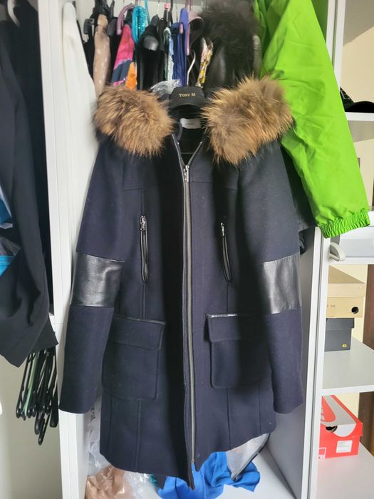 ZAPA  2 броя Сиво и тъмно синьо вълнено палто размер S