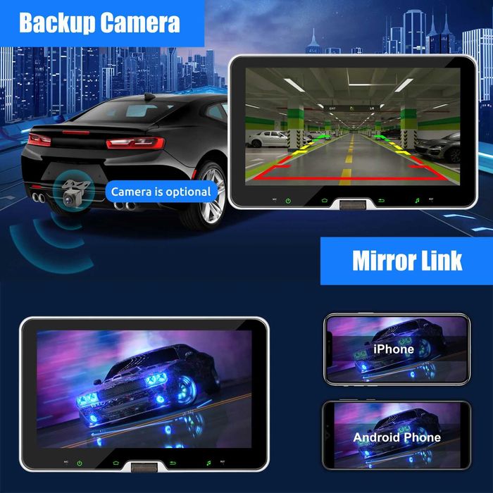 10” 1-DIN мултимедия с Android 14 с 64GB ROM, RAM 4GB