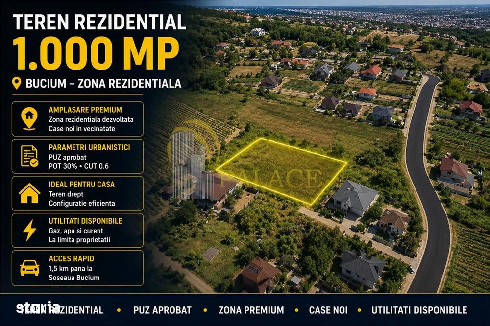 Teren Intravilan 1.000 mp Bucium zona Hanul Trei Sarmale PUZ Aprobat
