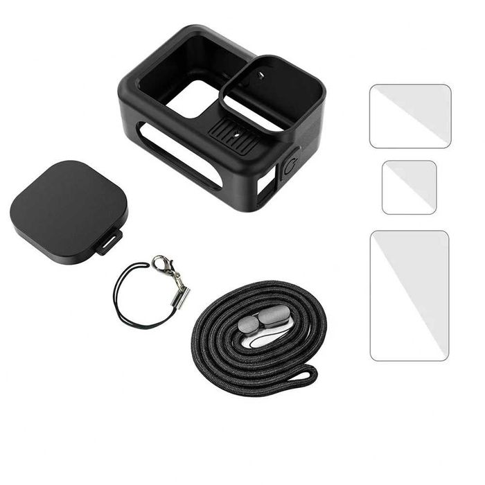 Husa silicon + protectie obiectiv + folii sticla display GoPro Hero 13
