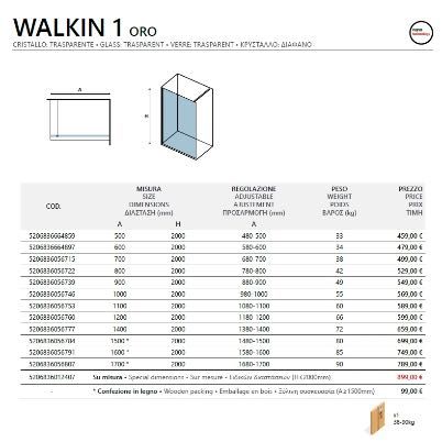Параван за баня- статичен. Размери 100/h200см.стъкло-8мм, златен мат