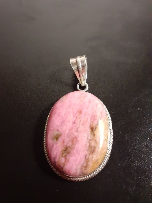 Pandantiv mare din argint cu rodonit