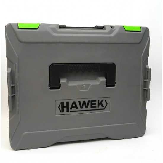 Комплект от акумулаторен перфоратор, ъглошлайф 125 мм, гайковерт HAWEK
