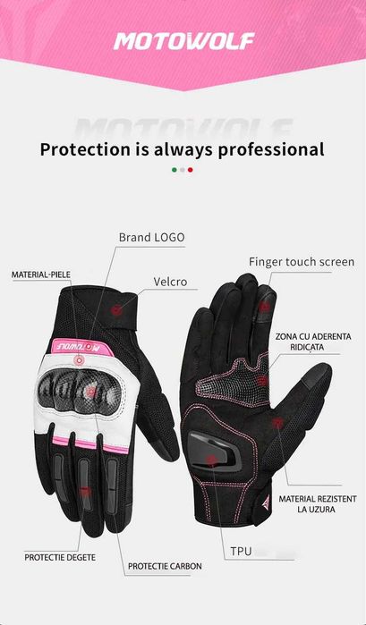Manusi Moto pentru Femei  protectie articulatii degete touchscreen