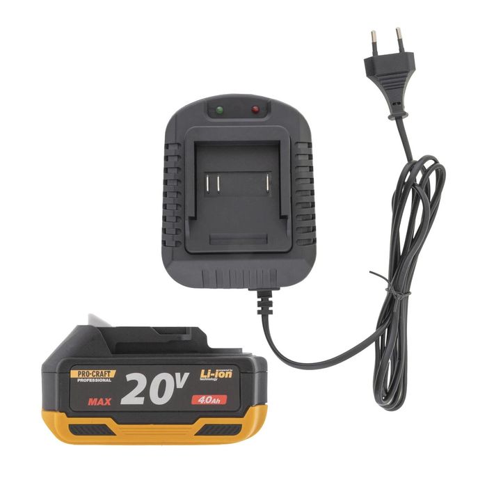 PROCRAFT PWA220 Акумулаторен безчетков ъглошлайф, 125 мм, 20V, 3500/6000/8500 об/мин, 1 батерия 4 Ah + зарядно